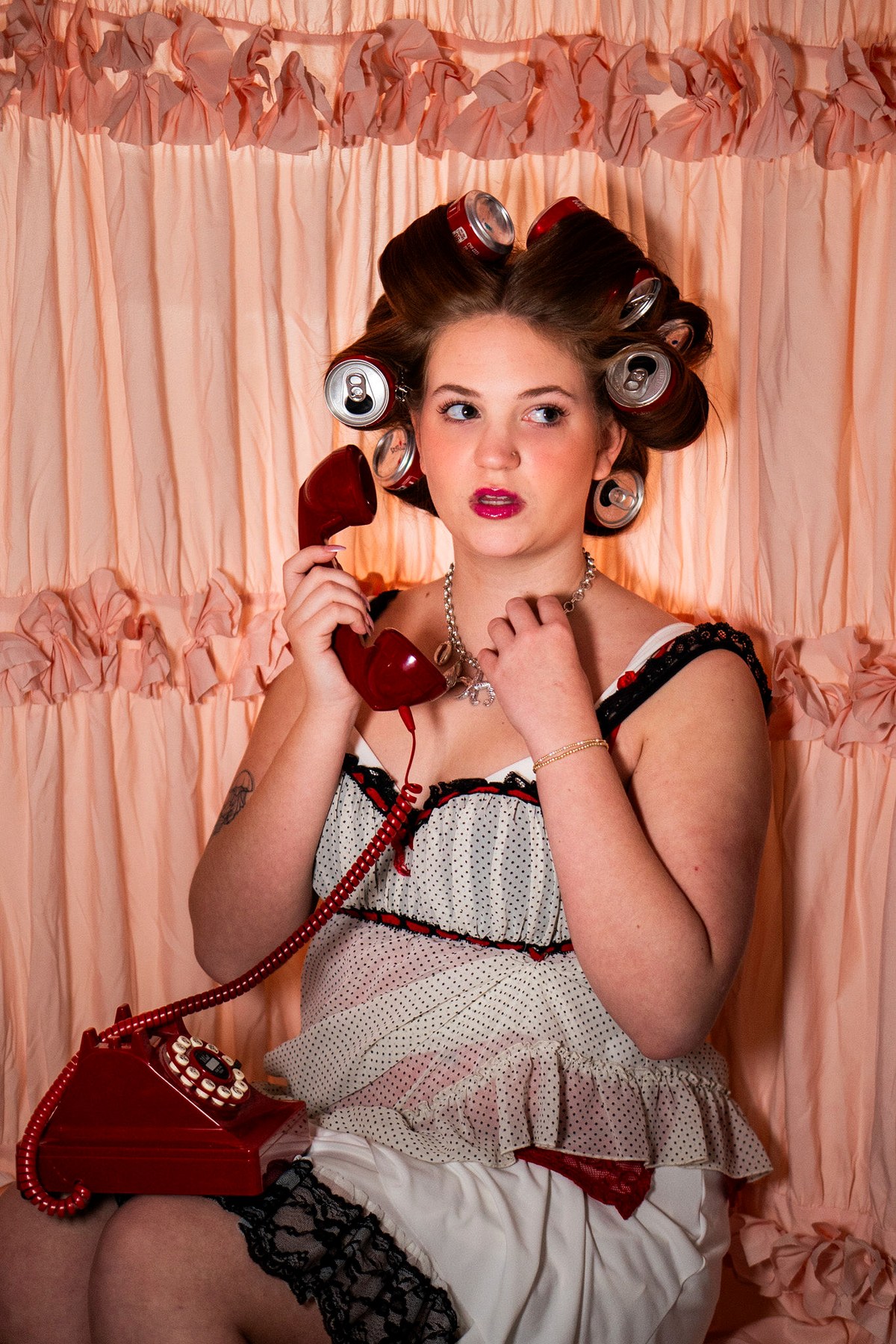 Clara in a Coca-Cola roller editorial photoshoot